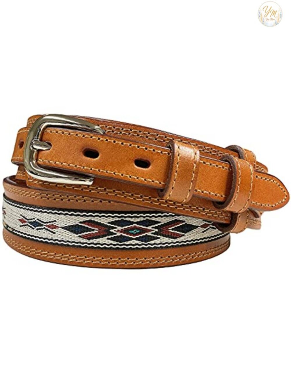 Genuine Full Grain Leather Western Ranger Belt with Interchangeable Buckle